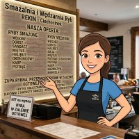 Logo firmy Smażalnia i Wędzarnia Ryb Rekin – Tradycja i Najlepsza Ryba w Ciechocinku