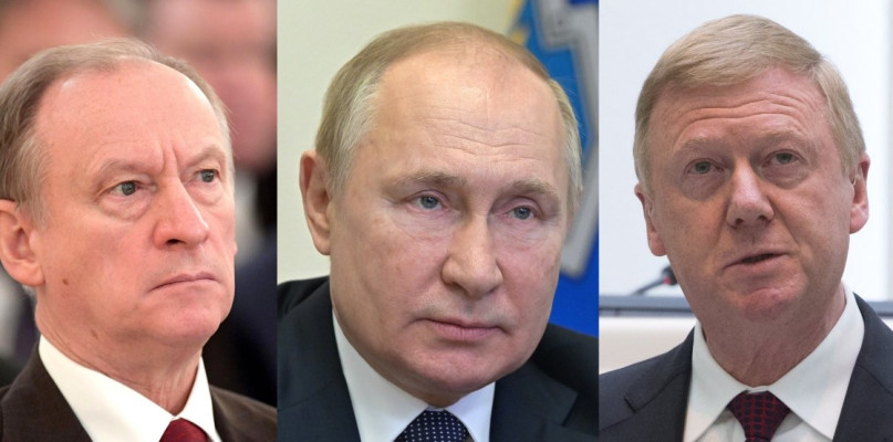 Od lewej: Nikołaj Patruszew , Władimir Putin, Anatolij Czubajs