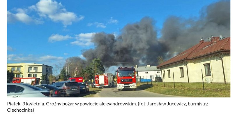 Pożar w Wołuszewie i Ciechocinku - sytuacja pod kontrolą