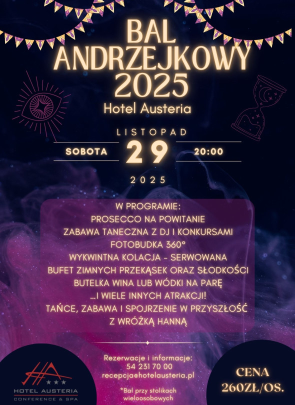 Bal Andrzejkowy 2025 w Hotelu Austeria