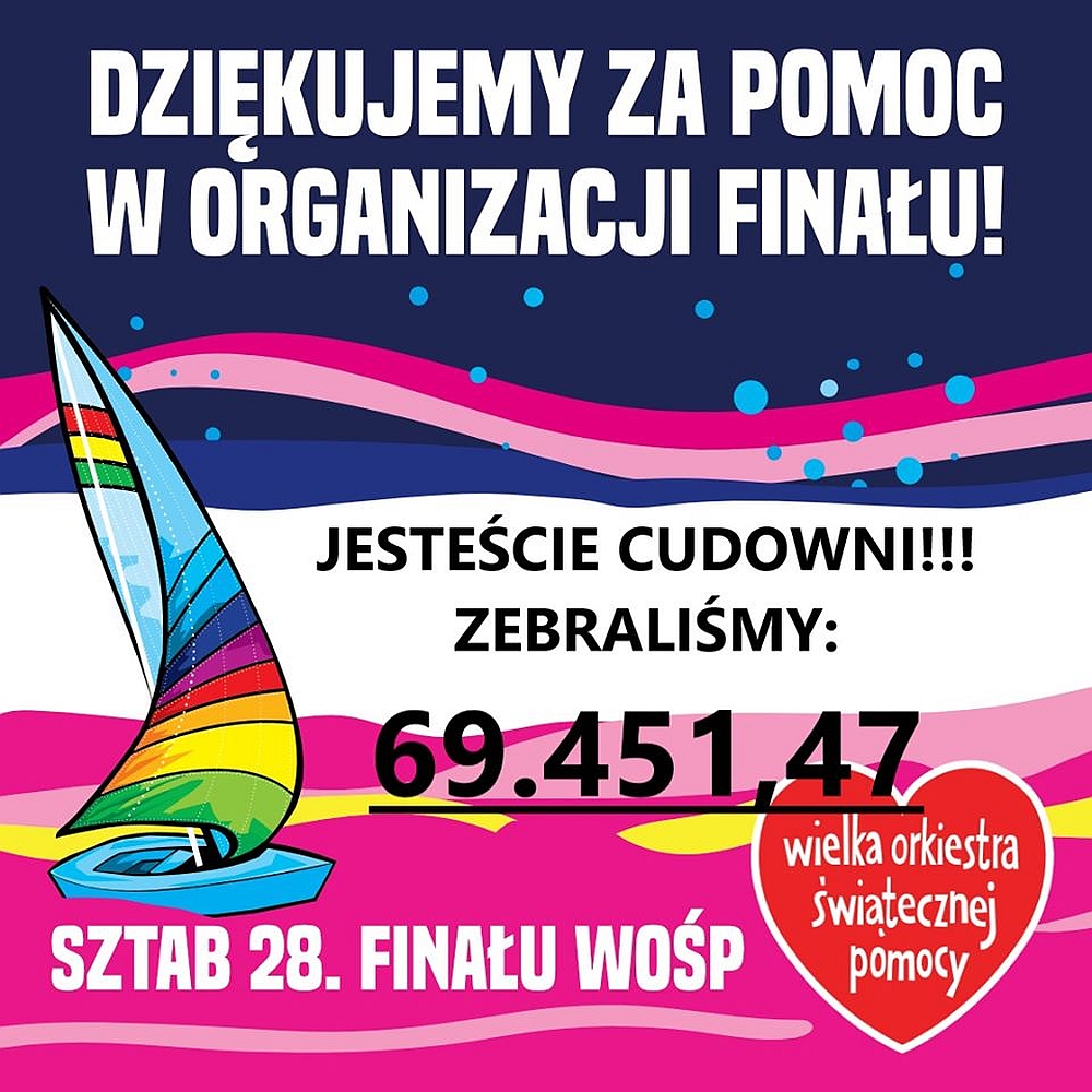 Podziękowania sztabu 28 Finału WOŚP w Ciechocinku